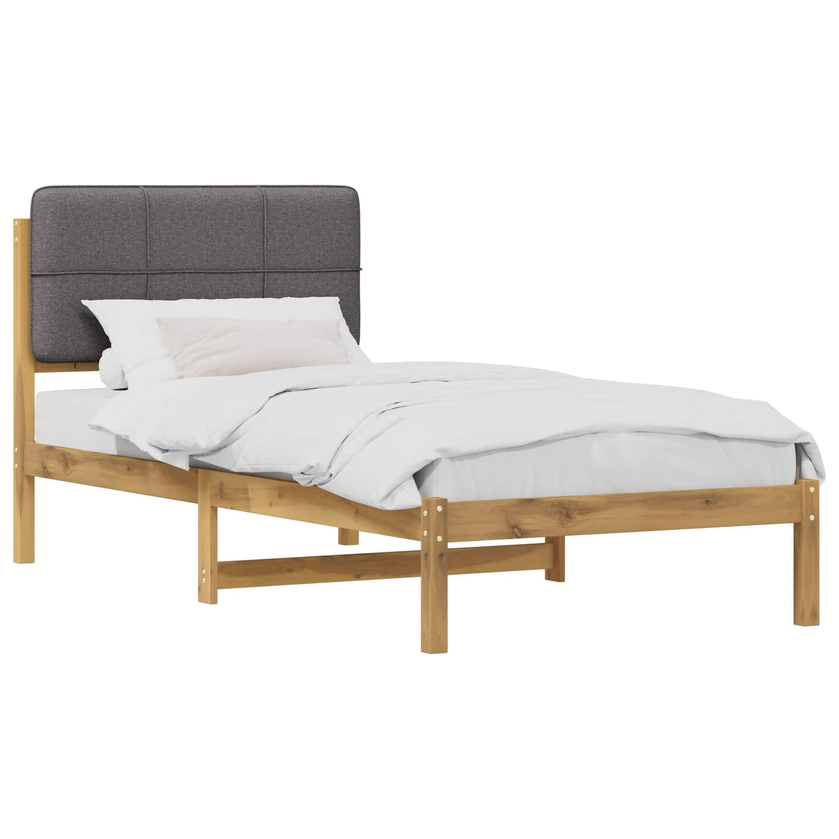 Bed Frame with Upholstered Headboard Whitewash and Light Grey