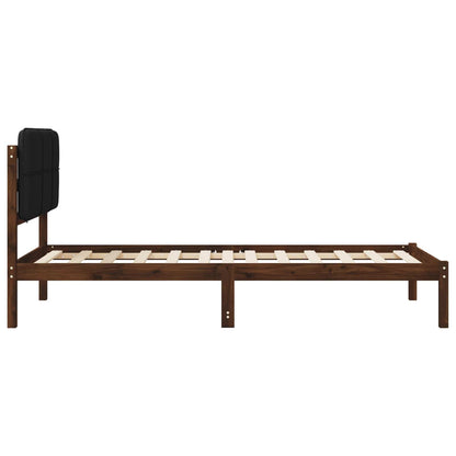Bed Frame with Upholstered Headboard Dark Brown and Black