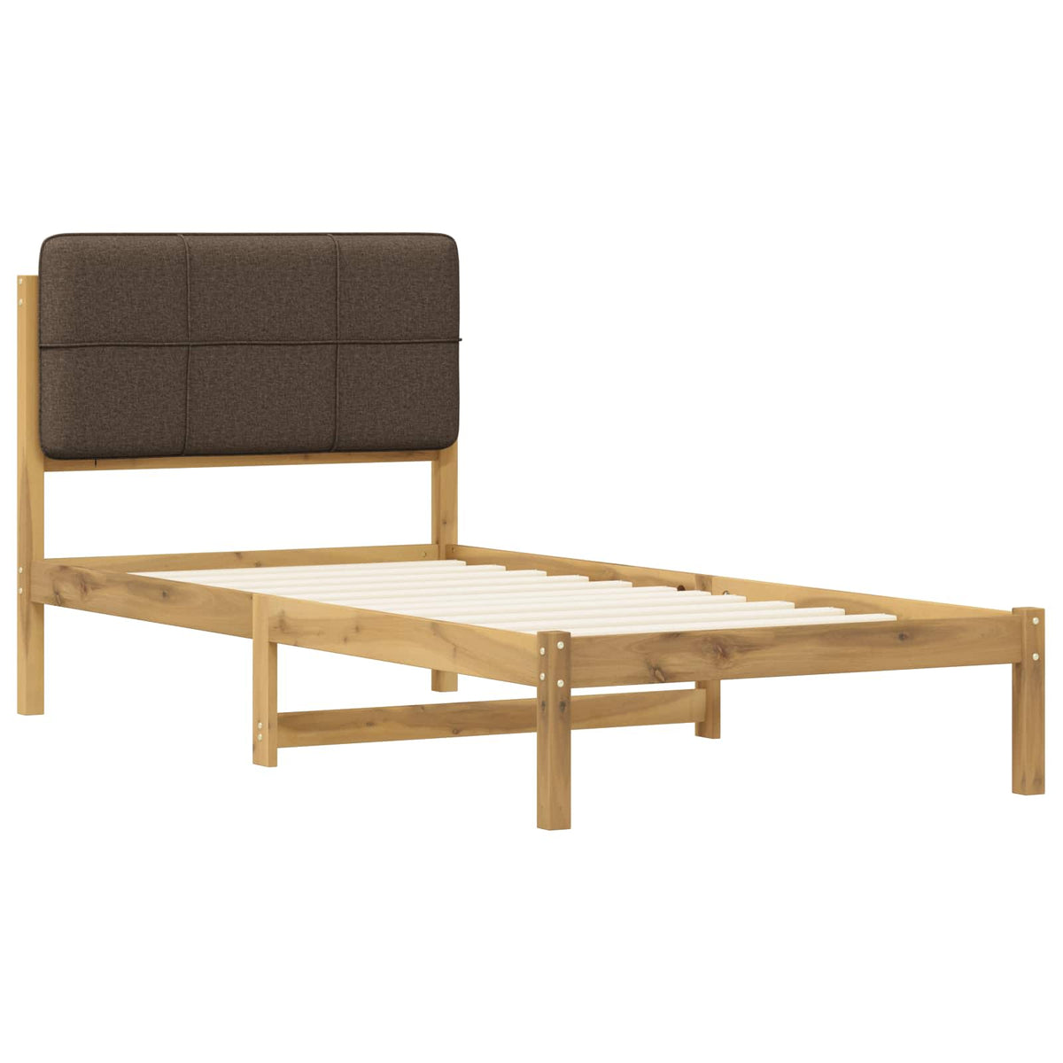 Bed Frame with Upholstered Headboard Whitewash and Taupe