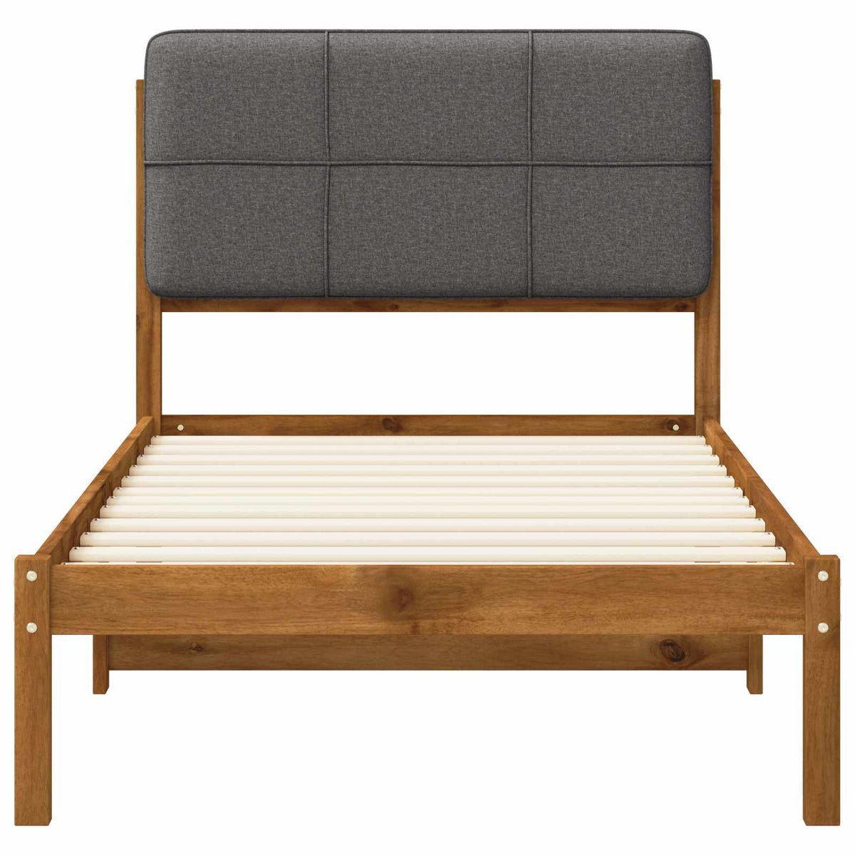 Bed Frame with Upholstered Headboard Natural and Light Grey