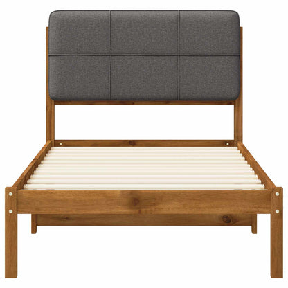 Bed Frame with Upholstered Headboard Natural and Light Grey