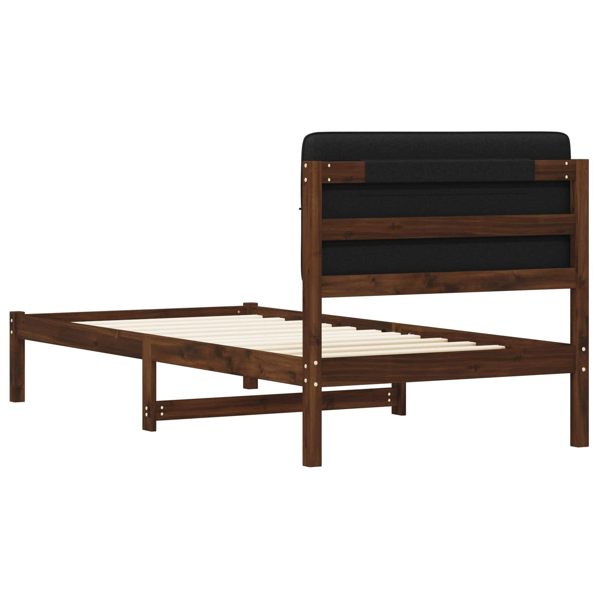 Bed Frame with Upholstered Headboard Dark Brown and Black