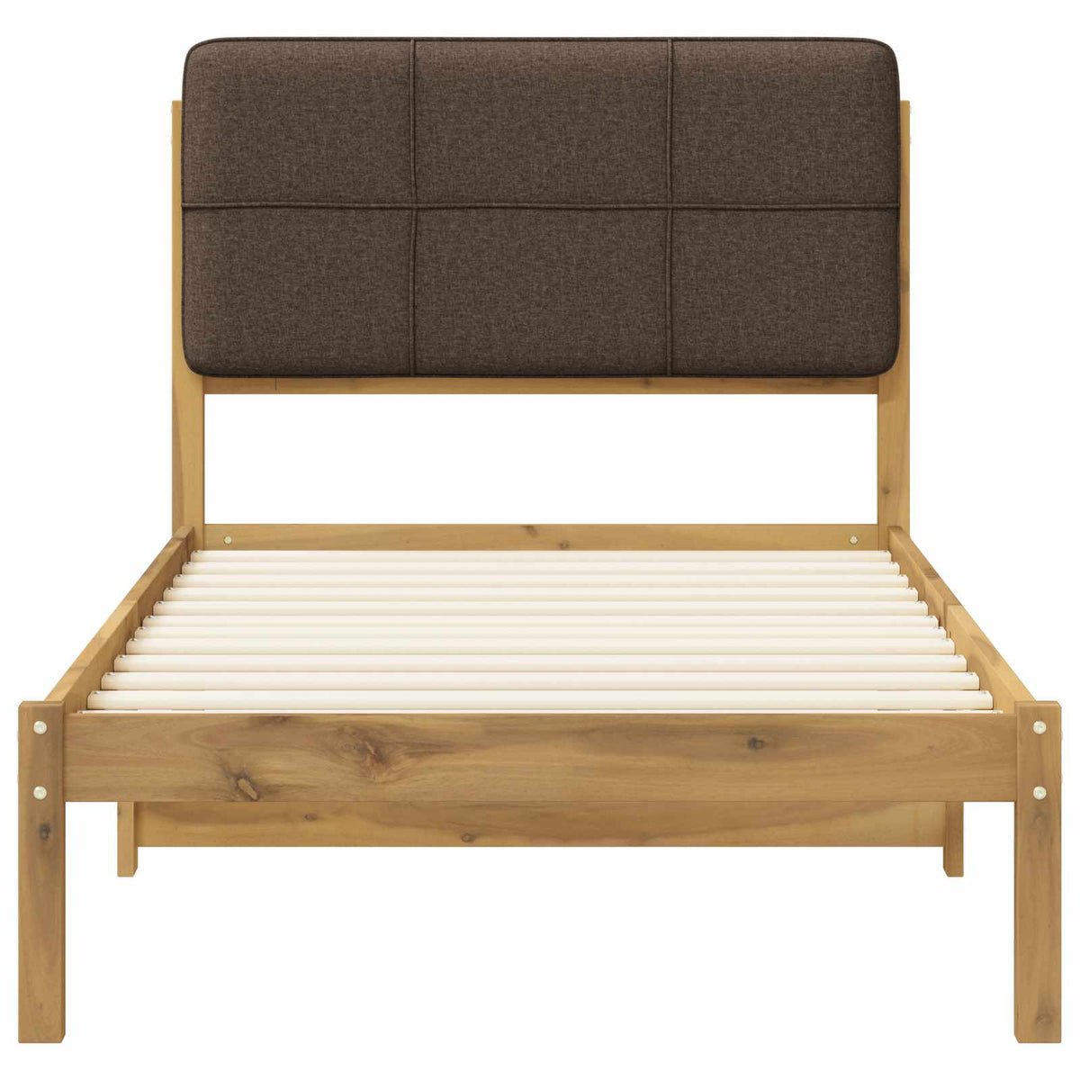 Bed Frame with Upholstered Headboard Whitewash and Taupe