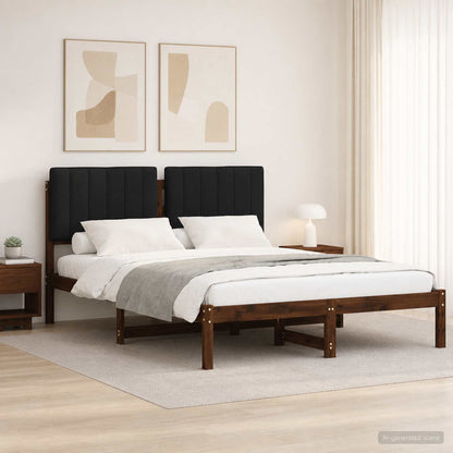 Bed Frame with Upholstered Headboard Dark Brown and Black
