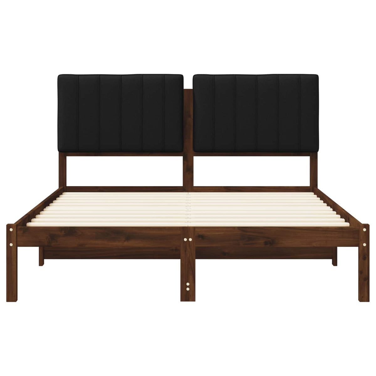 Bed Frame with Upholstered Headboard Dark Brown and Black