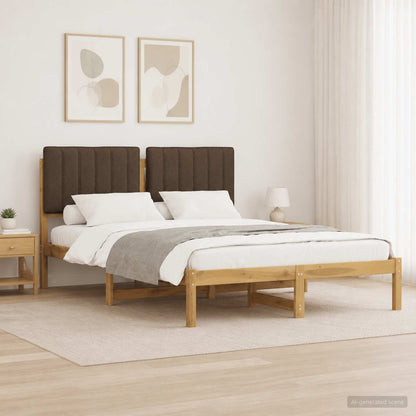Bed Frame with Upholstered Headboard Whitewash and Taupe