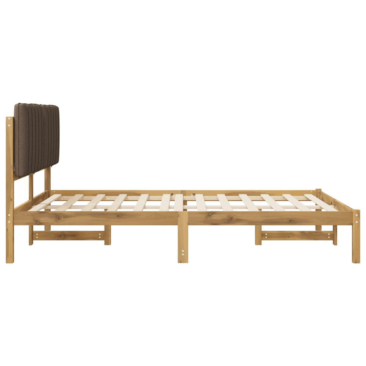 Bed Frame with Upholstered Headboard Whitewash and Taupe