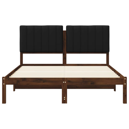 Bed Frame with Upholstered Headboard Dark Brown and Black