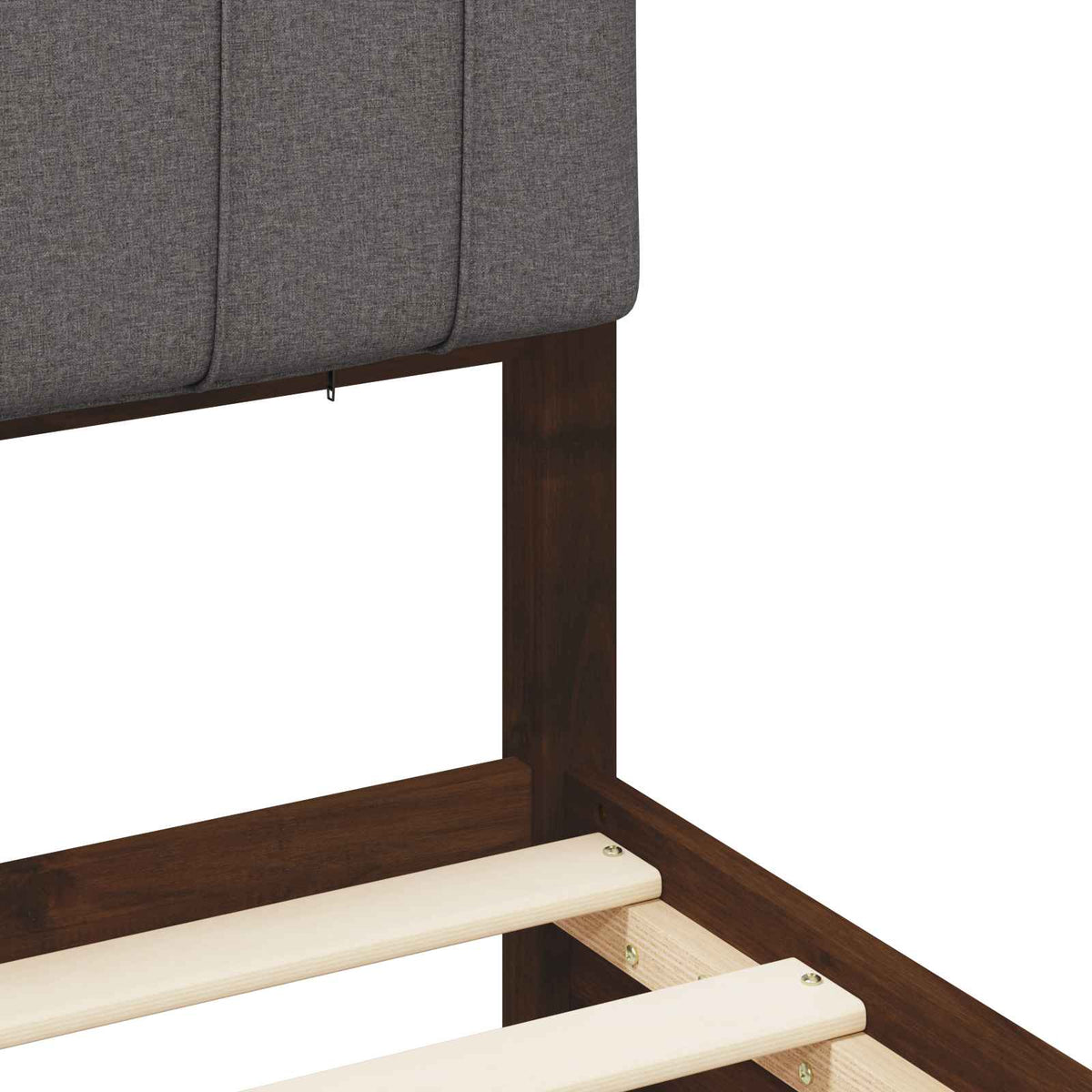 Bed Frame with Upholstered Headboard Dark Brown and Light Grey