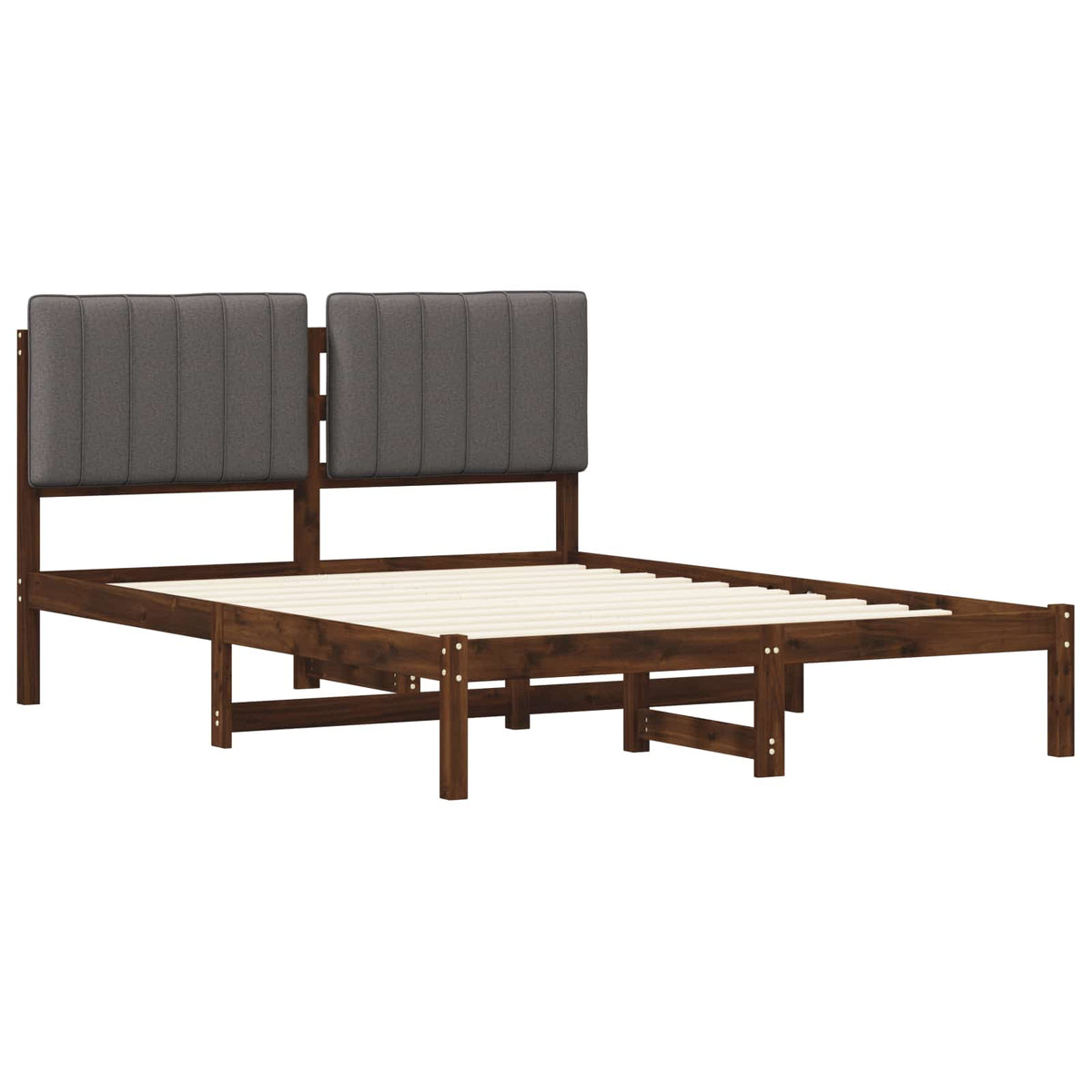 Bed Frame with Upholstered Headboard Dark Brown and Light Grey