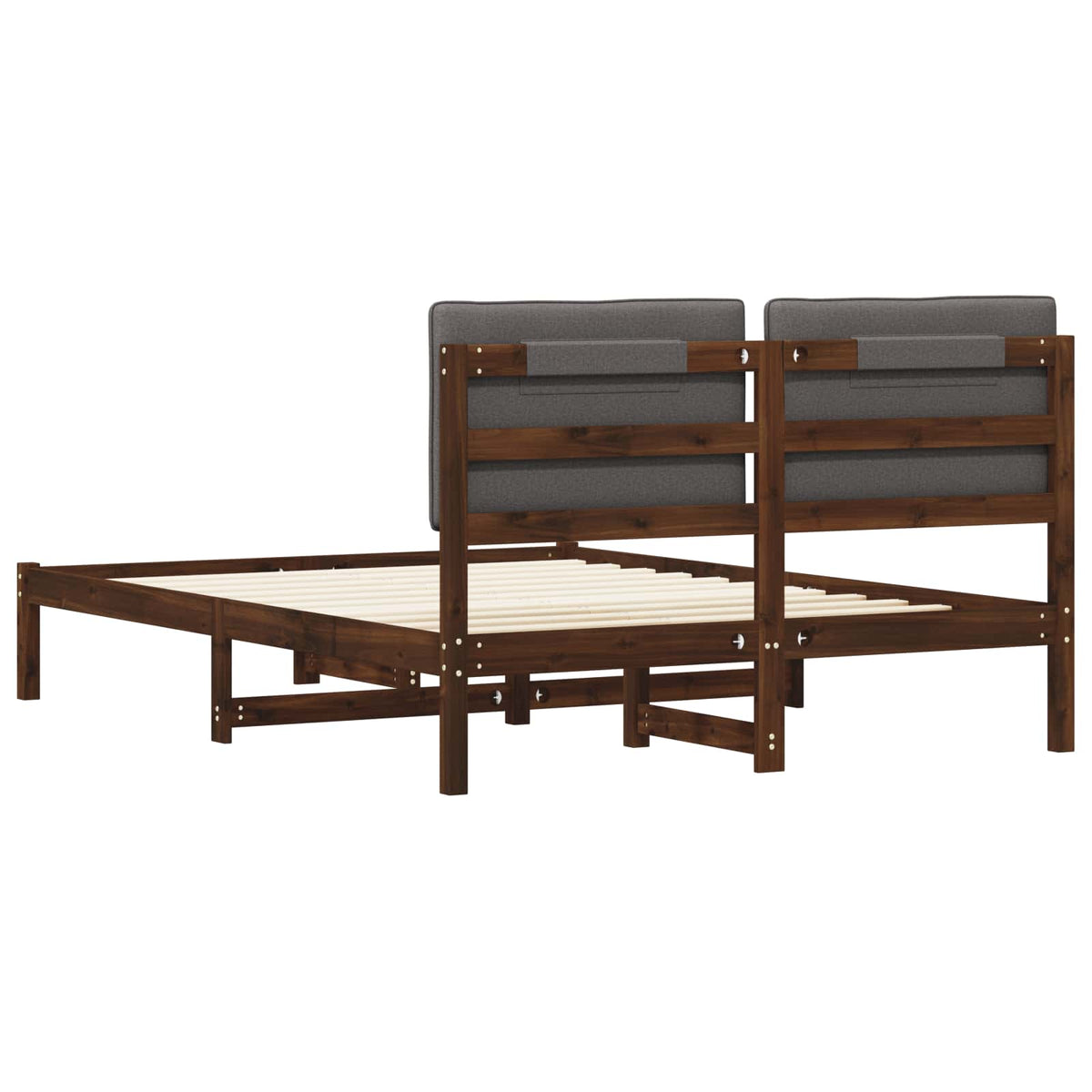 Bed Frame with Upholstered Headboard Dark Brown and Light Grey