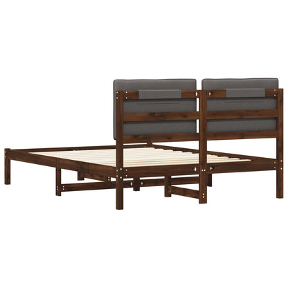 Bed Frame with Upholstered Headboard Dark Brown and Light Grey