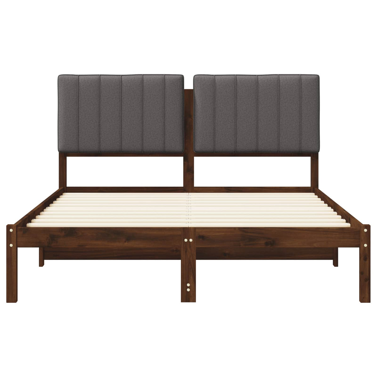 Bed Frame with Upholstered Headboard Dark Brown and Light Grey