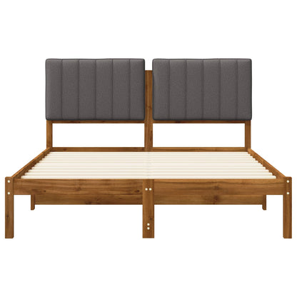 Bed Frame with Upholstered Headboard Natural and Light Grey