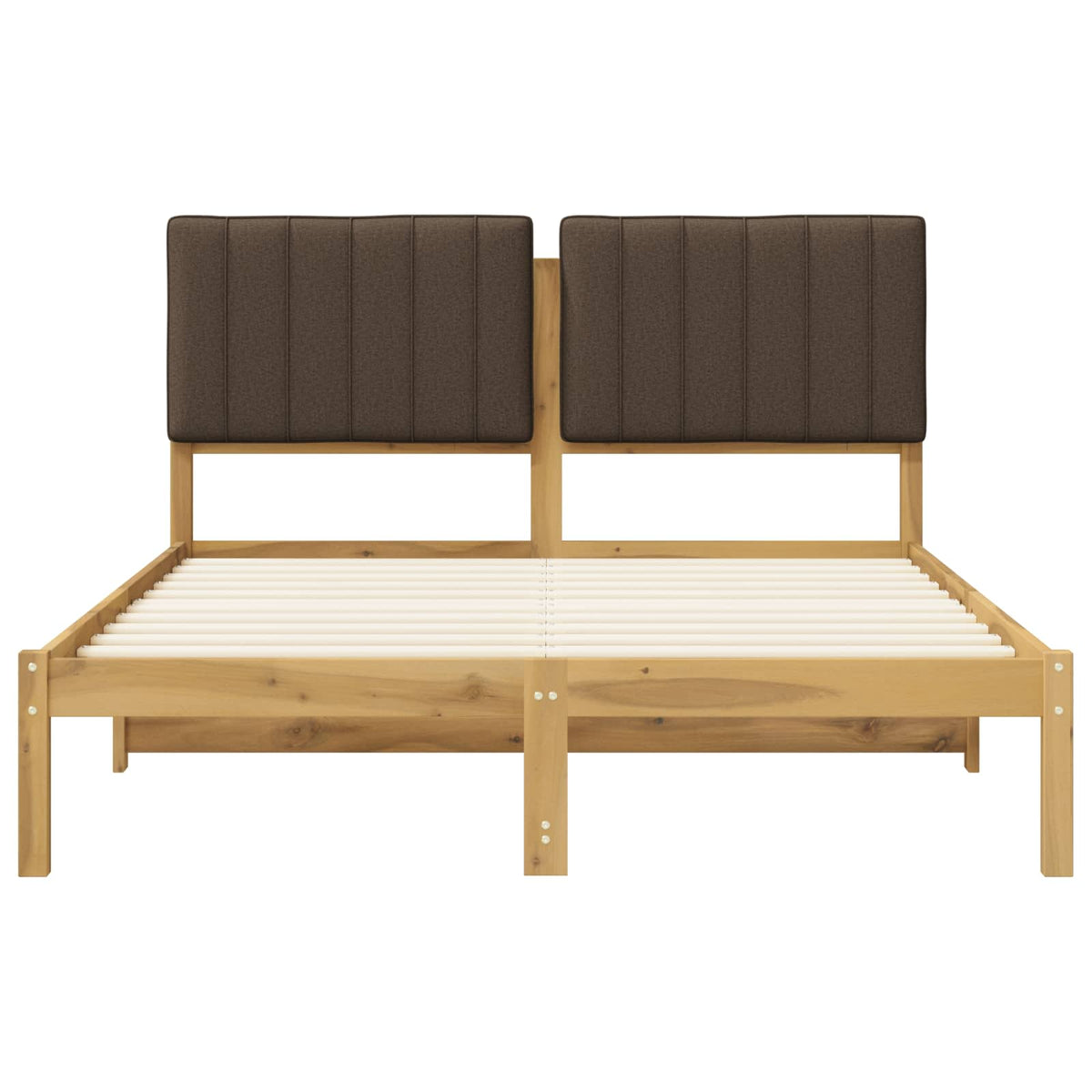 Bed Frame with Upholstered Headboard Whitewash and Taupe