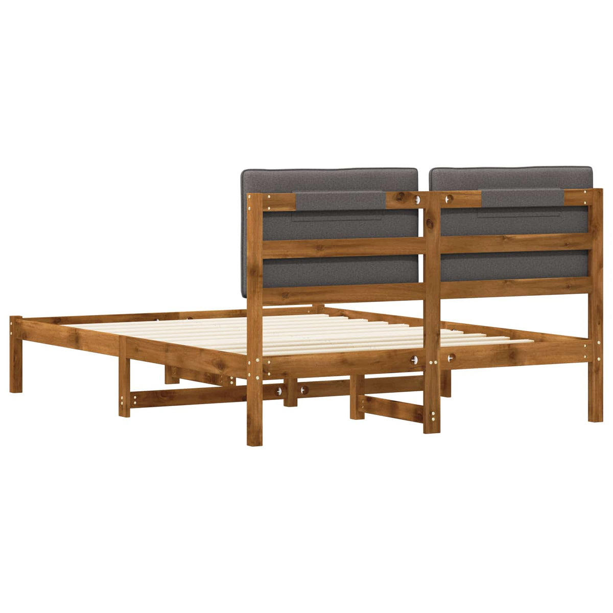 Bed Frame with Upholstered Headboard Natural and Light Grey