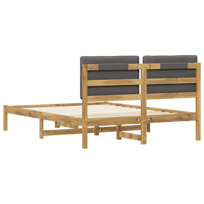 Bed Frame with Upholstered Headboard Whitewash and Light Grey