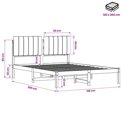 Bed Frame with Upholstered Headboard Natural and Dark Grey