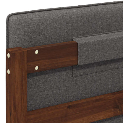Bed Frame with Upholstered Headboard Dark Brown and Light Grey