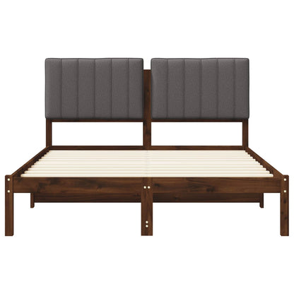 Bed Frame with Upholstered Headboard Dark Brown and Light Grey