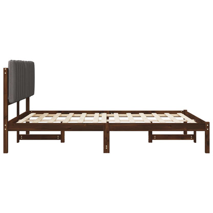 Bed Frame with Upholstered Headboard Dark Brown and Light Grey