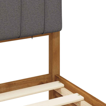 Bed Frame with Upholstered Headboard Natural and Light Grey