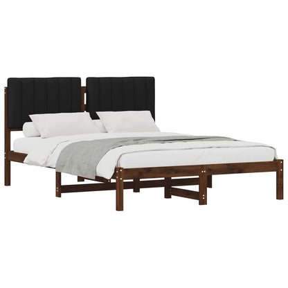 Bed Frame with Upholstered Headboard Dark Brown and Black