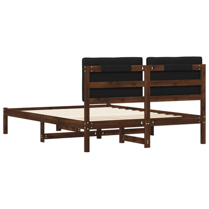 Bed Frame with Upholstered Headboard Dark Brown and Black