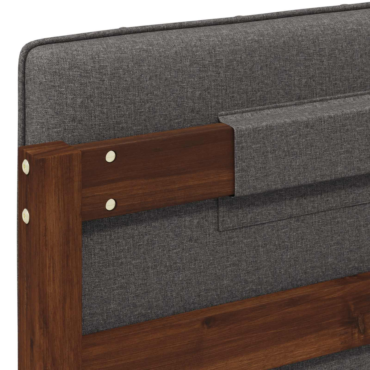 Bed Frame with Upholstered Headboard Dark Brown and Light Grey