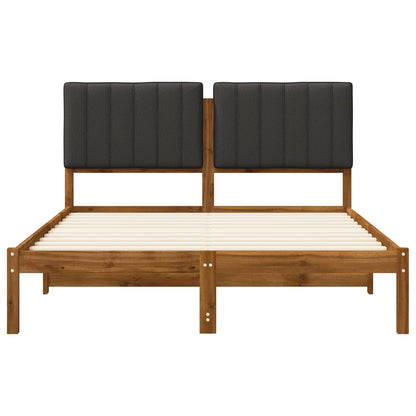 Bed Frame with Upholstered Headboard Natural and Dark Grey