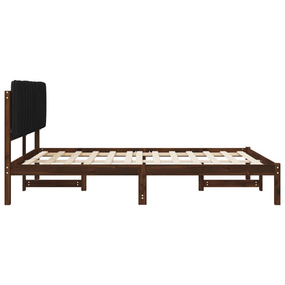 Bed Frame with Upholstered Headboard Dark Brown and Black