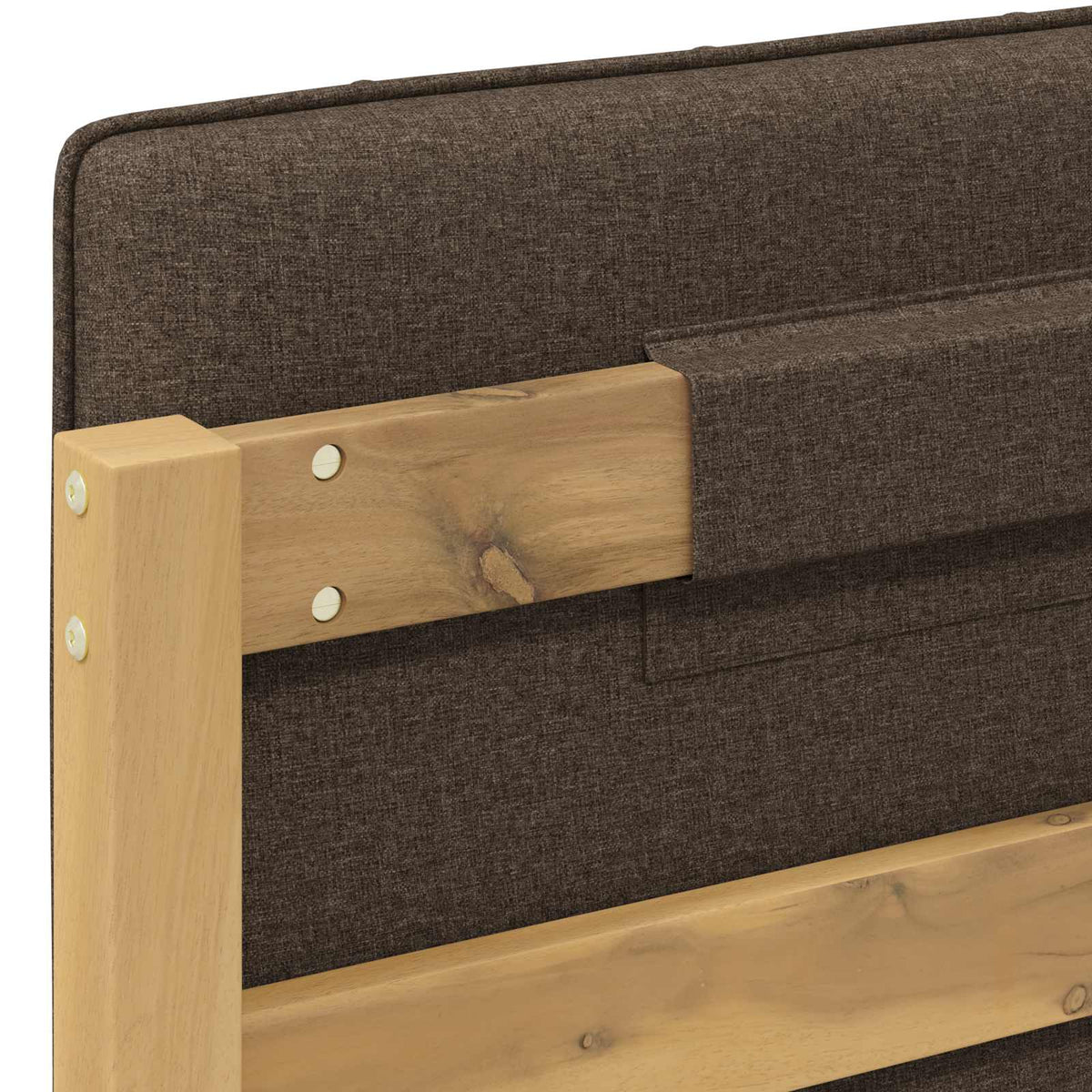 Bed Frame with Upholstered Headboard Whitewash and Taupe