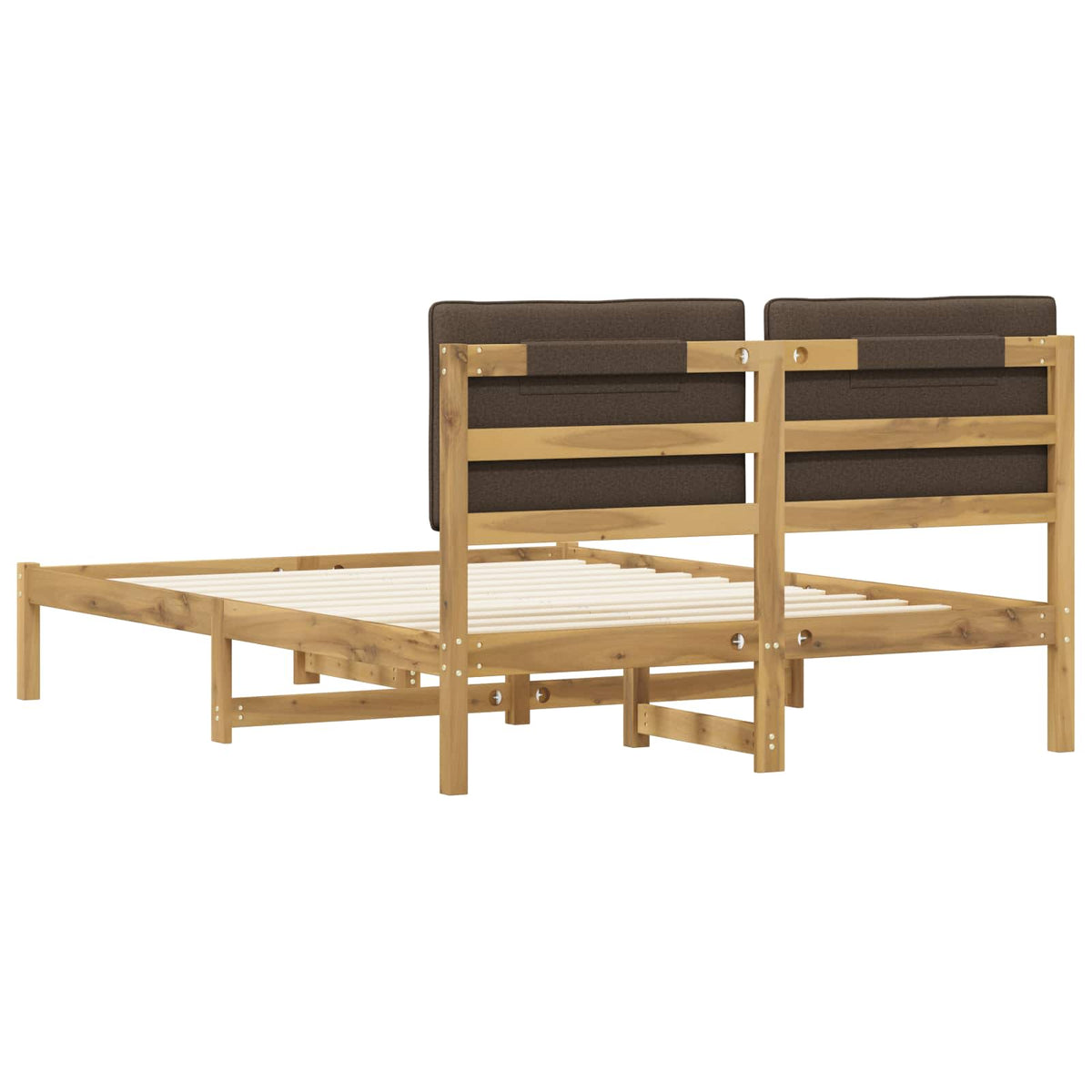Bed Frame with Upholstered Headboard Whitewash and Taupe