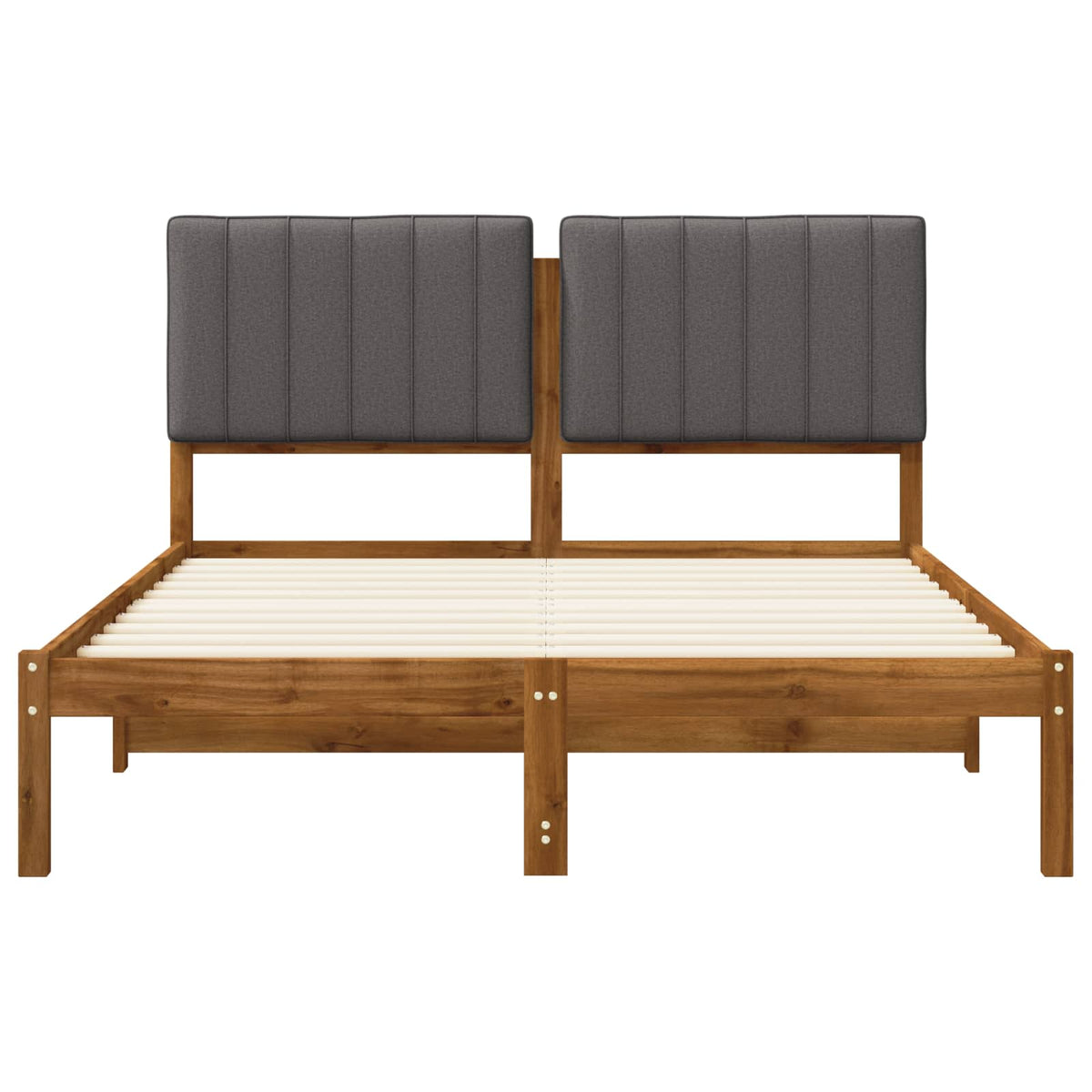 Bed Frame with Upholstered Headboard Natural and Light Grey