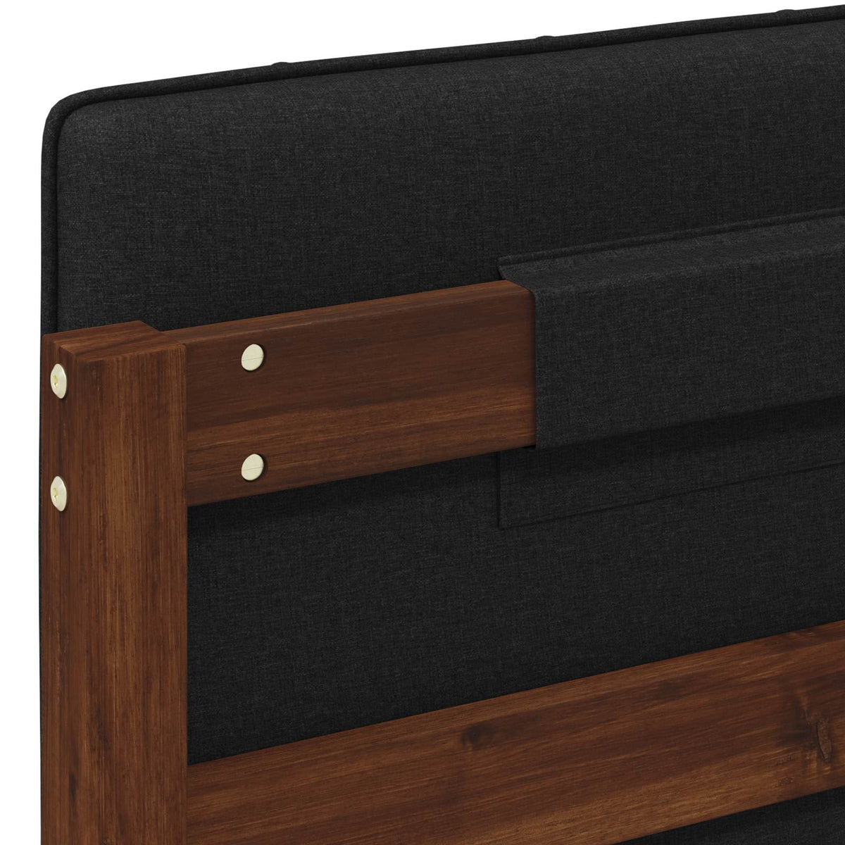 Bed Frame with Upholstered Headboard Dark Brown and Black