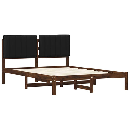 Bed Frame with Upholstered Headboard Dark Brown and Black