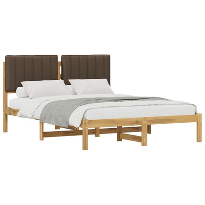 Bed Frame with Upholstered Headboard Whitewash and Taupe