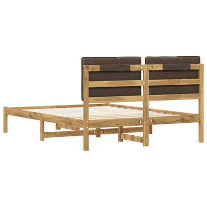 Bed Frame with Upholstered Headboard Whitewash and Taupe