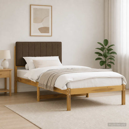 Bed Frame with Upholstered Headboard Whitewash and Taupe