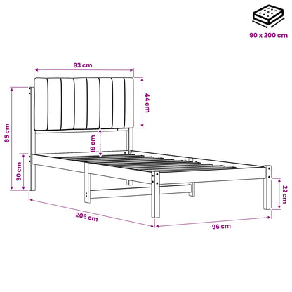 Bed Frame with Upholstered Headboard Whitewash and Taupe
