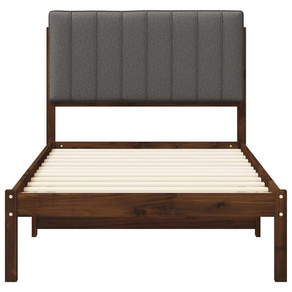 Bed Frame with Upholstered Headboard Dark Brown and Light Grey