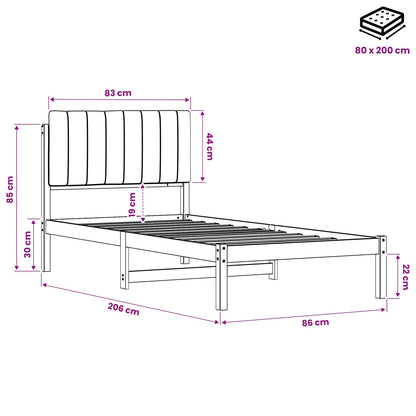Bed Frame with Upholstered Headboard Natural and Dark Grey