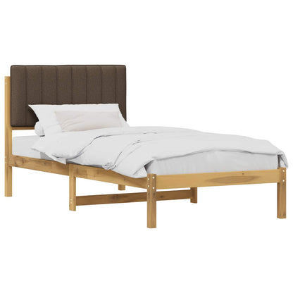 Bed Frame with Upholstered Headboard Whitewash and Taupe