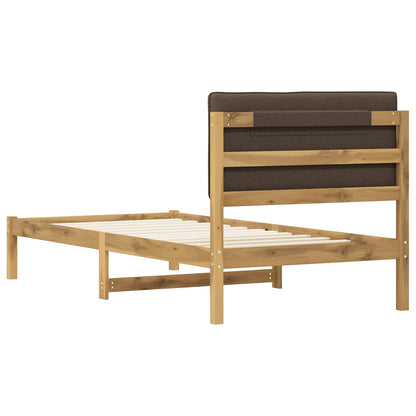Bed Frame with Upholstered Headboard Whitewash and Taupe