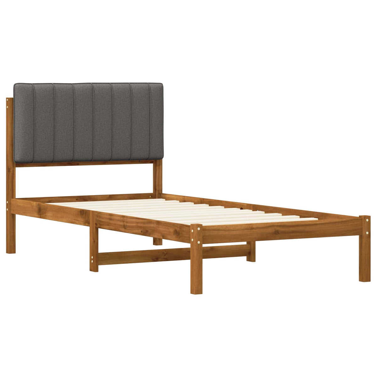 Bed Frame with Upholstered Headboard Natural and Light Grey