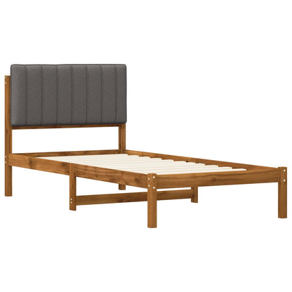 Bed Frame with Upholstered Headboard Natural and Light Grey