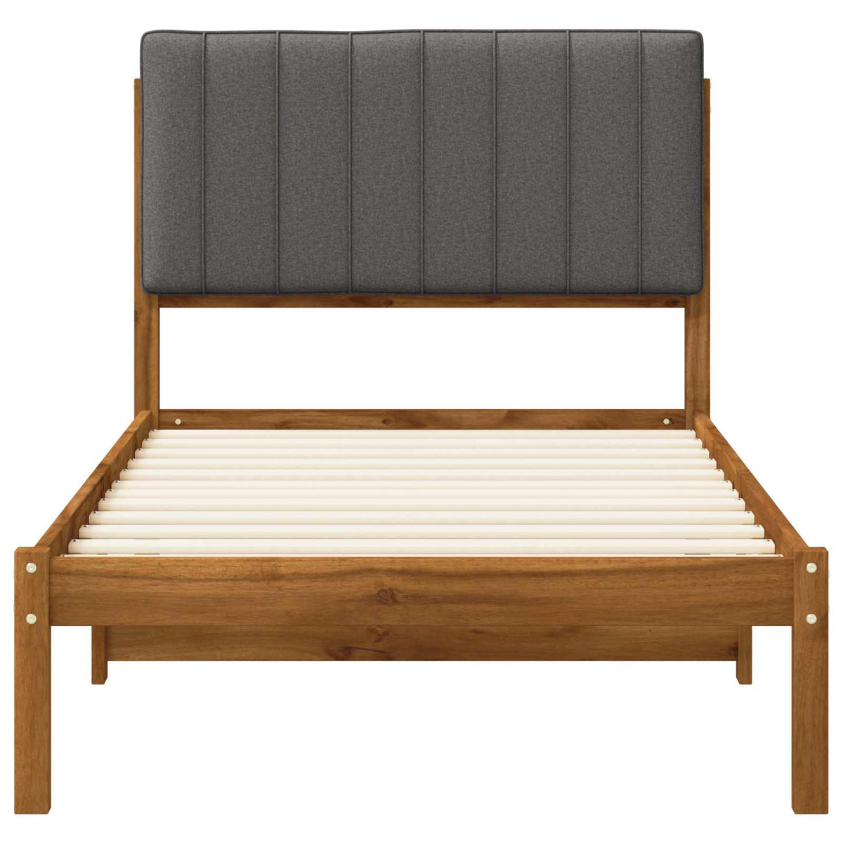 Bed Frame with Upholstered Headboard Natural and Light Grey