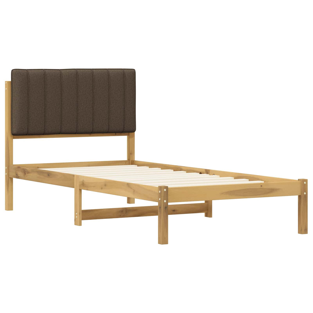 Bed Frame with Upholstered Headboard Whitewash and Taupe