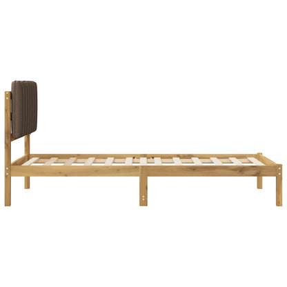 Bed Frame with Upholstered Headboard Whitewash and Taupe