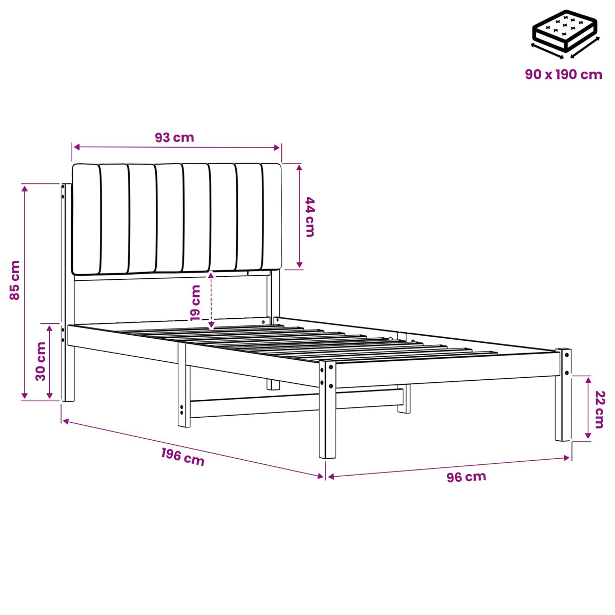 Bed Frame with Upholstered Headboard Whitewash and Taupe